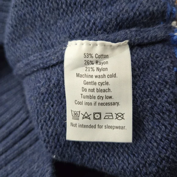 Janie and Jack Navy Blue Sweater with White and Brown Accents - Picture 4 of 4